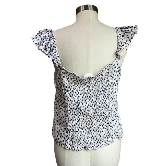 H&M Linen Blend Polka Dot White Blouse Size L - Picture 3 of 10
